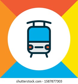 Train icon colored line symbol. Premium quality isolated streetcar element in trendy style.