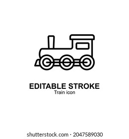 train icon designed in line style and set with editable strokes in transport icon theme