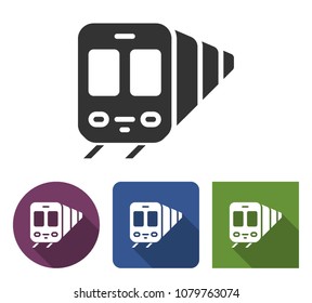 Train icon in different variants with long shadow