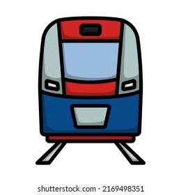 Icono del tren. Contorno de negrita editable con diseño de relleno de color. Ilustración vectorial.