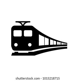 Train icon. Electric train, black isolated icon, vector illustration.