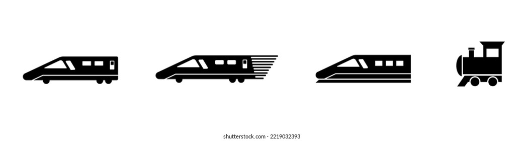 icono del tren. tren, tren rápido, transporte y tren viejo. estilo de silueta - vector de stock.