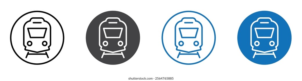 Train icon flat editable icon mark set.