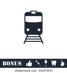 Train icon flat. Vector illustration symbol and bonus pictogram