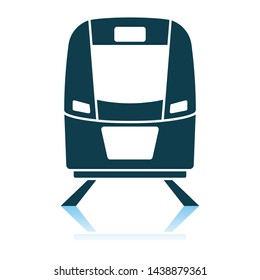 Train Icon Front View. Shadow Reflection Design. Vector Illustration.