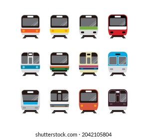 Train Icon (front View) Vector Illustration Set