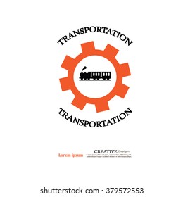 Train icon with gear.train.train logo.vector illustration.    

