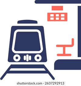 Train Icon Glyph Color Vector Illustration