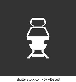Train icon illustration isolated on black background. Train vector logo. Flat design style. Modern vector pictogram, sign, symbol for web graphics - stock vector