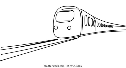 Train icon line continuous drawing vector. One line travel icon vector background. Train and pin icon. Continuous outline of a railroad icon.