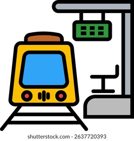 Train Icon Lineal Color Vector Illustration
