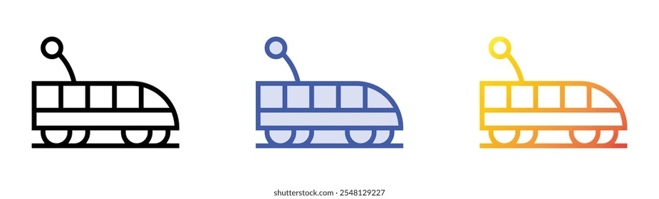 train icon. Linear, Blue Fill and Gradient Style Design Isolated On White Background