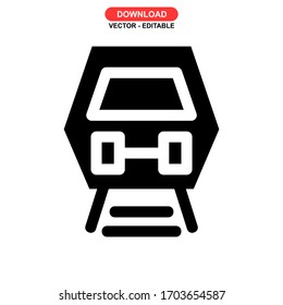 Icono del tren o logotipo símbolo de signo aislado ilustración vectorial - iconos vectoriales de estilo negro de alta calidad
