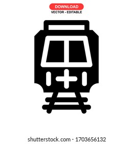 Icono del tren o logotipo símbolo de signo aislado ilustración vectorial - iconos vectoriales de estilo negro de alta calidad
