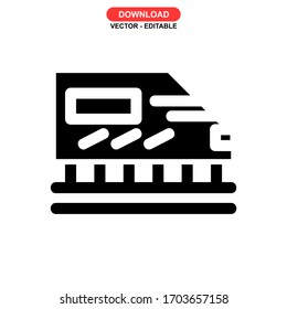 Icono del tren o logotipo símbolo de signo aislado ilustración vectorial - iconos vectoriales de estilo negro de alta calidad
