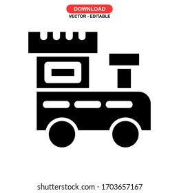 Icono del tren o logotipo símbolo de signo aislado ilustración vectorial - iconos vectoriales de estilo negro de alta calidad
