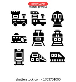 Icono del tren o logotipo símbolo de signo aislado ilustración vectorial - Colección de iconos vectoriales de estilo negro de alta calidad

