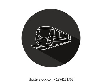 train icon with long shadow, train icon with modern line art style, hand drawn train vector illustration, train icon