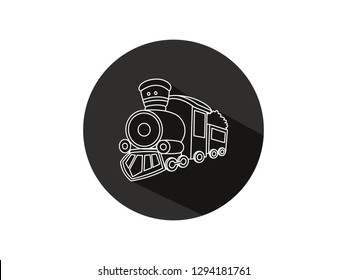 train icon with long shadow, train icon with modern line art style, hand drawn train vector illustration, train icon