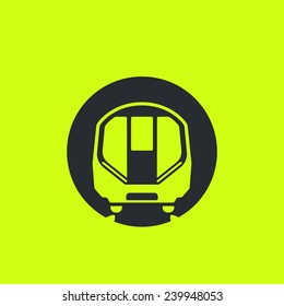 Train Icon: Modern Metro, London Tube, Underground, Subway Car Flat Silhouette. Front View, Future Concept Style. For Maps, Schemes, Applications And Infographics. 