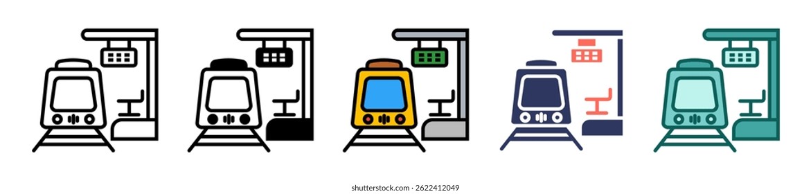 Train Icon Multiple Vector Illustration