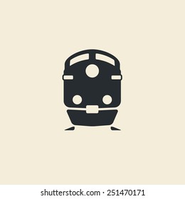 Train icon: old classic diesel engine locomotive pictogram on flat background. For maps, schemes, applications and infographics. 