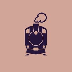 Train Icon: Old Classic Steam Engine Locomotive Pictogram On Flat Background. For Maps, Schemes, Applications And Infographics. 
