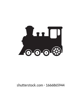 Train icon, old locomotive silhouette, symbol sign vector illustration