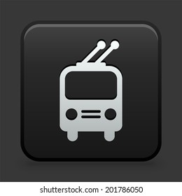 Train Icon on Black and White Button 