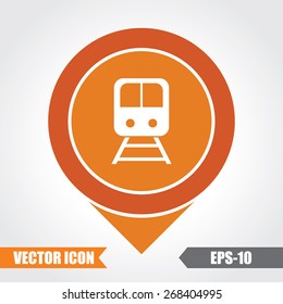 Train Icon On Map Pointer. Eps.-10.