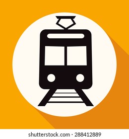 Train Icon on white circle with a long shadow