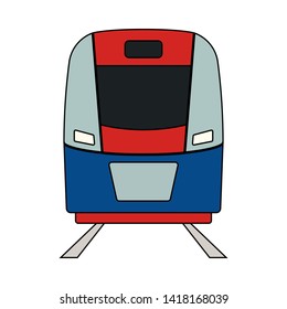 Train Icon. Outline With Color Fill Design. Vector Illustration.