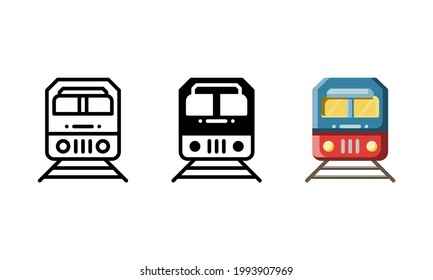 Icono del tren. Con contorno, glifo y estilo plano