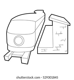 Train icon. Outline illustration of train vector icon for web