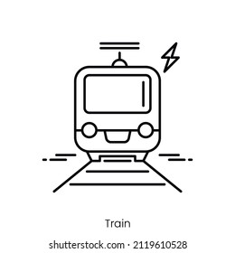 train icon. Outline style icon design isolated on white background