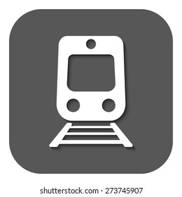 The train icon. Railway symbol. Flat Vector illustration. Button
