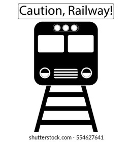 Train icon, railway warning sign, vector illustration