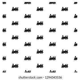 Train icon seamless black and white pattern, background
