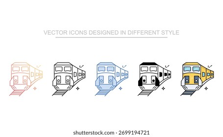 Conjunto de iconos de tren colección de estilos múltiples