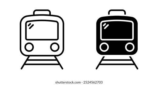 Conjunto de iconos de tren. símbolo de ferrocarril. señal de ferrocarril. para concepto móvil y Diseño web. Ilustración vectorial sobre fondo blanco