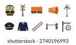 Train icon set, train vector icons, train station icon design template elements