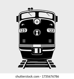 Train icon. Silhouette of locomotive. Vector illustration