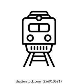 Train icon silhouette on white background. Linear style sign for mobile concept and web design. Train symbol logo illustration.