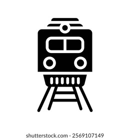 Train icon silhouette on white background. Linear style sign for mobile concept and web design. Train symbol logo illustration.