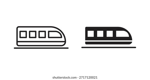 Ícone de trem silhueta projetos vetoriais. Traçados editáveis