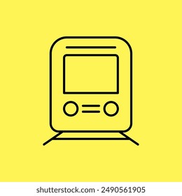train icon simple, line vector isolated on yellow background. trendy and modern design