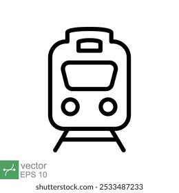 Icono de tren. Estilo de contorno simple. Estación, tranvía, metro, concepto de transporte. Ilustración vectorial de línea fina aislada sobre fondo blanco. EPS 10.