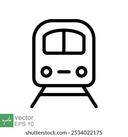 Icono de tren. Estilo de contorno simple. Estación, tranvía, metro, concepto de transporte. Ilustración vectorial de línea fina aislada sobre fondo blanco. EPS 10.
