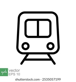 Train icon. Simple outline style. Station, tram, subway, transportation concept. Thin line vector illustration isolated on white background. EPS 10.