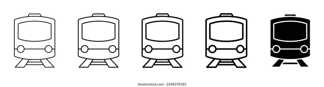 ícone de trem Conjunto de logotipo de linha fina simples